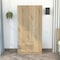 Tuhome Austral 3 Door Armoire with Drawers, Shelves, and Hanging Rod, Light Oak/Black CDW6598 - alternate 7